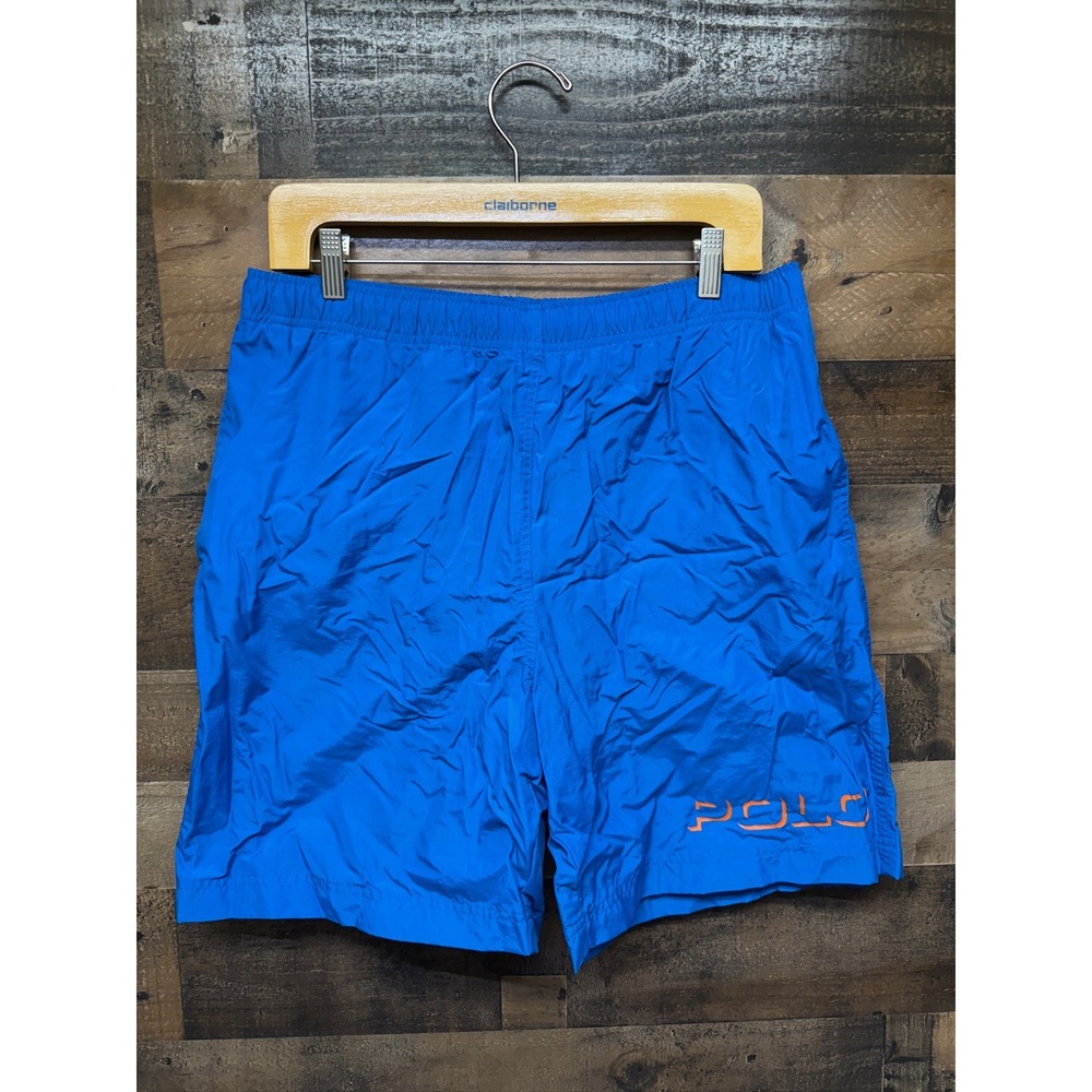 Polo Sport Ralph Lauren Mens Blue Nylon Swim Trunks Shorts Vintage Large 8363